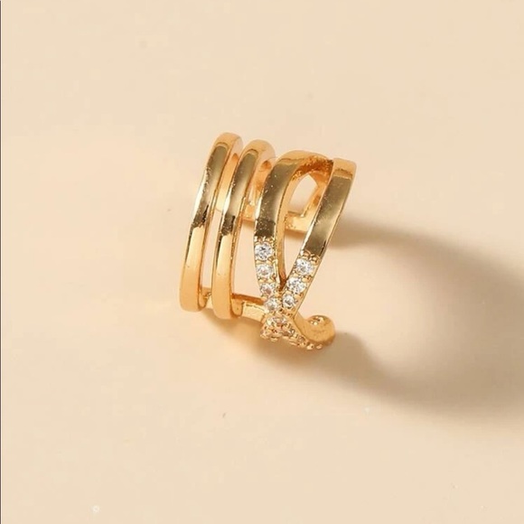 𝅺3/$30 Gold 1pc Rhinestone Ear Cuff - Picture 2 of 2